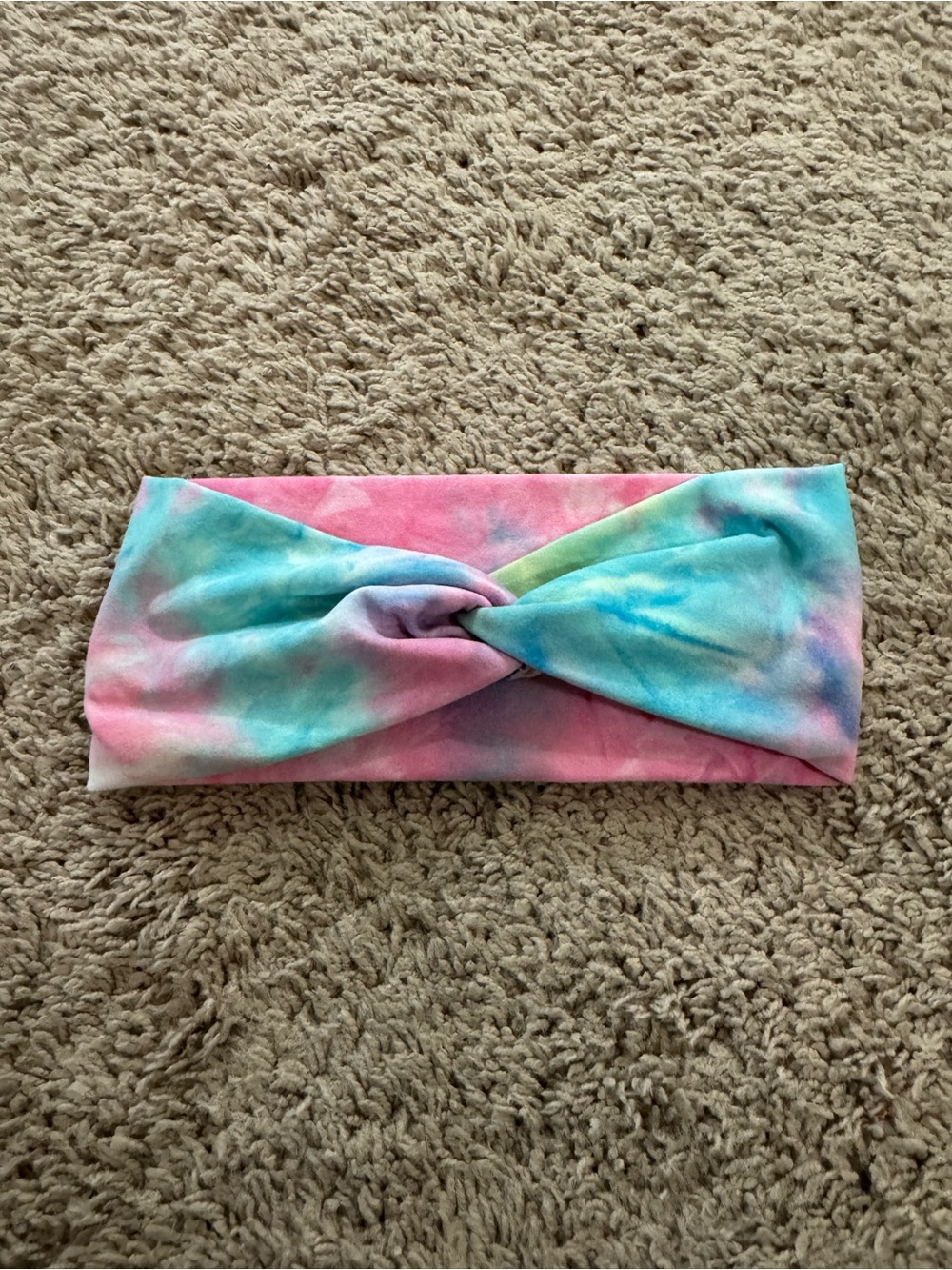 Tie-Dye Cotton Stretch Headband - Pink, Blue & Green